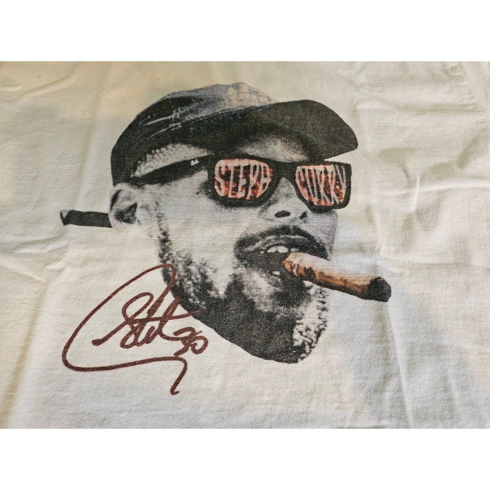 Steph Curry Graphic T-Shirt Mens Medium White Smoking Cigar Signature
